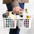 thumbnail image 4 of Qonioi Panier de Rangement de Bain Portable en Plastique, Organisateur de Articles de Toilette Multifonction à Compartiments avec Poignée, Panier de Douche de Salle de Bain Résistant à l'Eau pour Montage Mural Ou Utilisation à la Main, 4 of 6