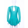 thumbnail image 4 of Linjinx Filles Enfants Justaucorps Robe de Danse Ballet à Manches Longues en Maille Assemblée avec Strass Costume de Compétition de Patinage Artistique Vert Lac 8, 4 of 7