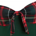 thumbnail image 4 of Women‘s Spring Autumn Patchwork Dress Long Sleeve Square Neck Plaid Zipper A-Line Dress, 4 of 5