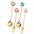 thumbnail image 4 of Transemion 1/2/3/5 Cartoon Adorable Restaurant Hotel Tableware Portable Washable Stainless Steel Stirring Mixing Dinnerware Cake Flatware Candy Spoon Brown 1 Pc, 4 of 6