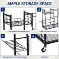 thumbnail image 2 of Garage Rolling Garden Tool Organizer Stand - Mobile Storage Rack for Yard & Lawn Tools (Rakes, Brooms, Mops, Hoses) - Heavy-Duty Organizer Cart, Matte Black, 2 of 6