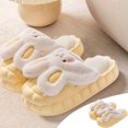 thumbnail image 2 of Womens Furry Slippers Plush Lining Cute Rabbit Removable Memory Foam Thick Bottom Soft Sole Comfortable Non-Slip Warm Winter Home Slippers Yellow, 2 of 7