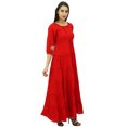 thumbnail image 3 of Bimba Women's 3/4 Sleeve Summer Cotton Maxi Dress Drawstring Waist, 3 of 7