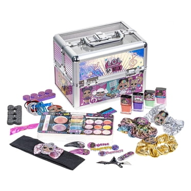 L.O.L. Surprise! Train Case Pretend Play Cosmetic Nail Lip and Hair Accessories Set for Girls, Ages 3+, By Townley Girl