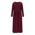 thumbnail image 4 of Gspmoly Robe pour Femme, Robe Décontractée à Taille pour Femme à Manches Longues avec Fermeture Éclair, Robe Pure à Col en V, Robes de Soirée pour Femmes, Cadeaux de Vacances, 4 of 6
