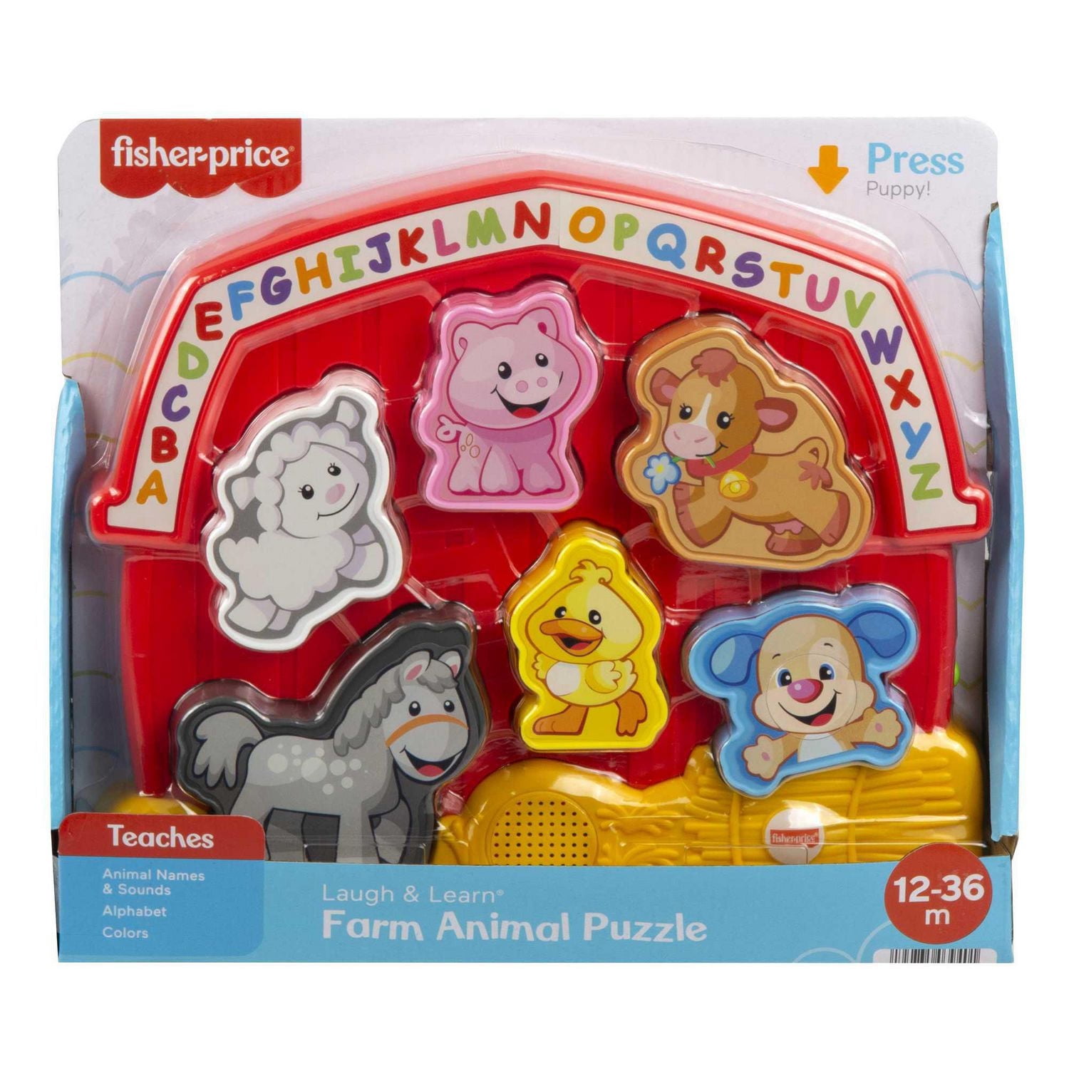 Fisher-Price Laugh & Learn Farm Animal Puzzle Shape Baby Toy with Music & Sounds, Ages 1-3 Years