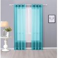 thumbnail image 2 of Interior Trends Ariana 2 Piece Sheer Voile Fully Stitched Window Panel Curtain Drape Set with Grommets (108" Length, Turquoise), 2 of 4