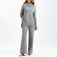 thumbnail image 3 of Timegard Ensemble 2 Pcs pour Femmes, Pull à Col Haut, Manches Longues, Pantalon Large, Couleur Unie, 3 of 5