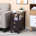 thumbnail image 2 of HOMCOM Table d'Appoint Mince avec 2 Tiroirs et Tablette de Rangement, Table d'Appoint pour Sofa, 2 of 10