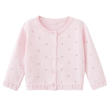RXIRUCGD Tout-Petits Enfants Bébés Filles Mode Mignon Couleur à Manches Longues Style Mince Cardigan à Boutons Manteau ( Rose, Taille : 12 Mois )