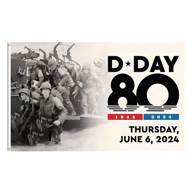 Openpig D DAY 80th Anniversary Flag Banner Decorations Normandie One Sided Decorations Memorabilia