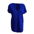 thumbnail image 4 of Yubnlvae T-Shirt Décontracté à Poche à Manches Courtes pour Femmes, T-Shirt Décontracté à la Mode pour Femmes Uni avec Poche, Liquidation! Uni, Col Rond, Bleu, m, 4 of 4