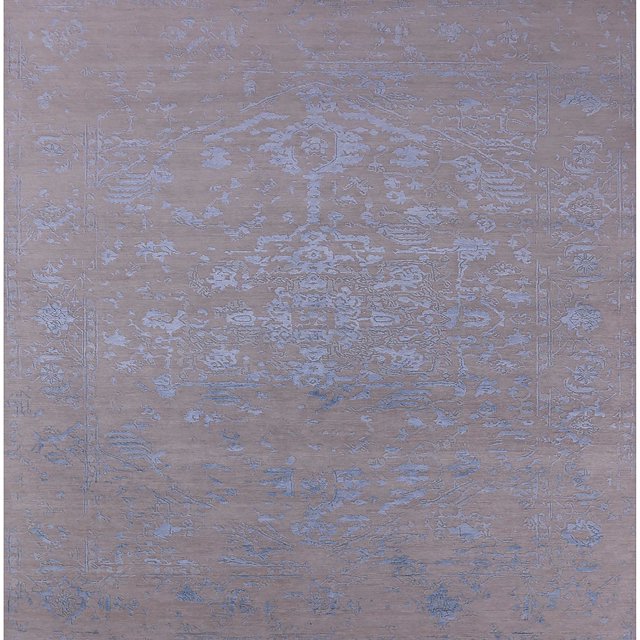 Ahgly Company Indoor Square Mid-Century Modern Gray Oriental Area Rugs, 4' Square