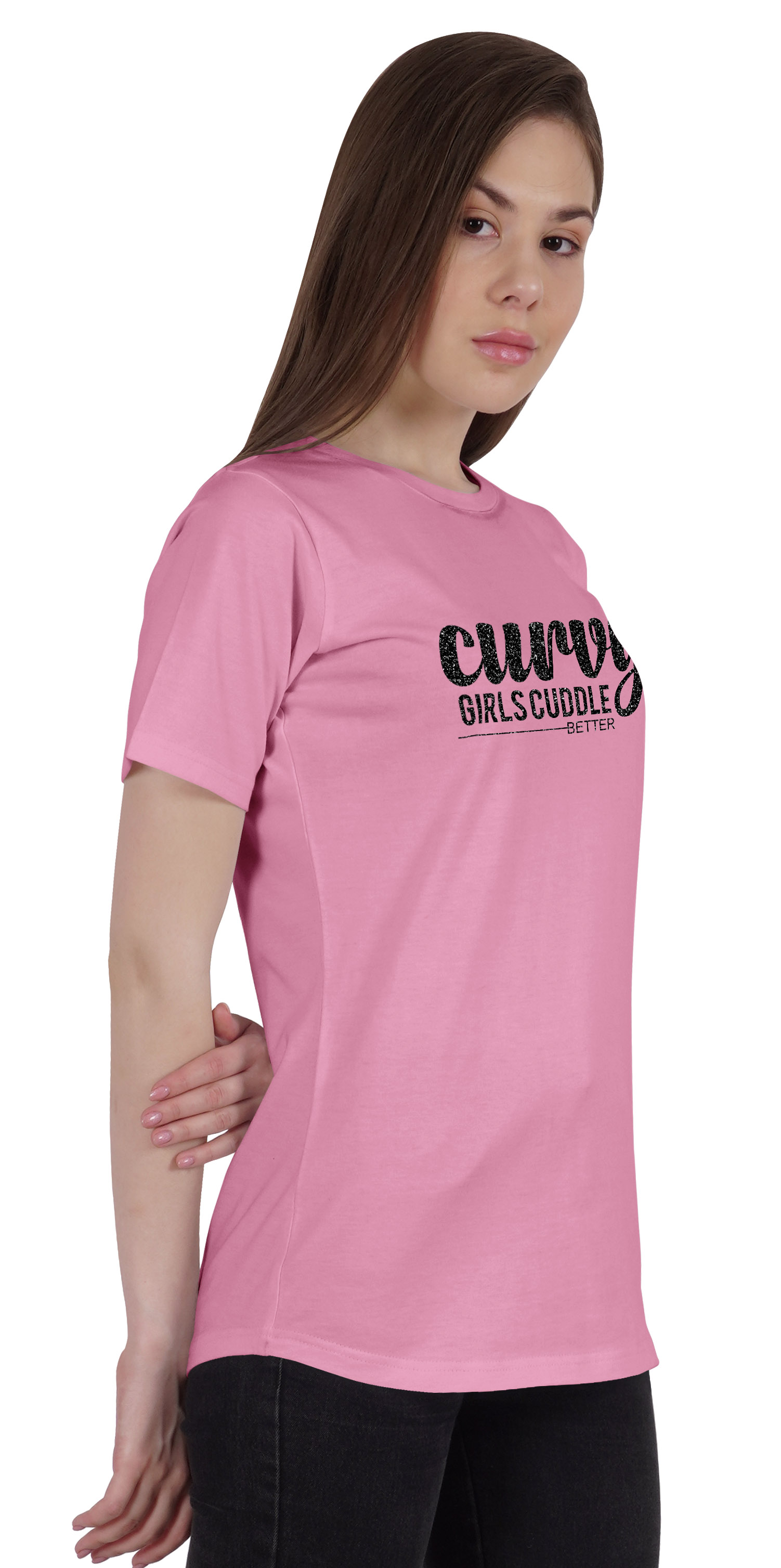 Inkmeso Womens Quote Top Curvy Girls Cuddle Better Graphic Print Tee T-Shirt