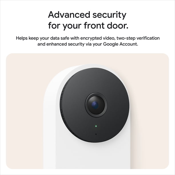 Google Nest Doorbell (Wired, 3rd Gen) - 2K Video and Gemini - Snow