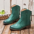 thumbnail image 5 of Cameland Women's Retro Solid Color Mid Calf Boots Middle-Heels Round-Toe Boots Back Zipper Boots, 5 of 5