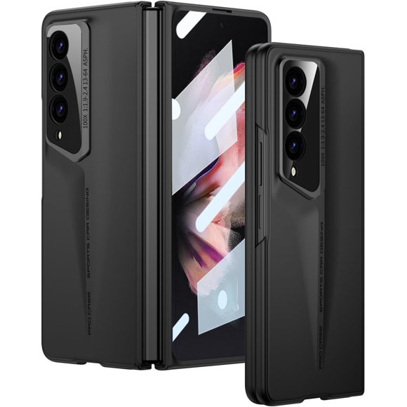 For Samsung Galaxy Z-Fold-3 Case: Slim & Thin Mobile Phone Cover with Matte PC Back | Front Built-in Screen Protector Lightweight Sturdy 5G Phone Case,Black