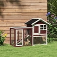 thumbnail image 2 of PawHut Wooden Rabbit Hutch Weatherproof with Screened Run Brown 49", 2 of 10