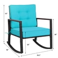 thumbnail image 3 of Costway Patio Rattan Rocker Chair Outdoor Glider Rocking Chair Cushion Lawn Turquoise, 3 of 8