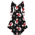 thumbnail image 3 of FOCUSNORM Robe de Noël Juniors pour Femmes Manches Longues en Peluche Col en V Dessin Animé Fête Midi, 3 of 8
