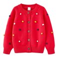 thumbnail image 2 of RXIRUCGD Cardigan Veste en Tricot de Coton à Col Rond, Boules Colorées Crochetées à la Main pour Garçons et Filles ( Rouge, Taille : 6 Ans ), 2 of 4