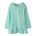 thumbnail image 1 of WEIYLL Robes Préadolescentes pour Filles, Couverture de Bain pour Enfants, Robe à Capuche Zippée, Manches Longues, Verte, 3-4 Ans, 1 of 9