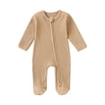 thumbnail image 2 of EGNMCR Rompers pour Enfants Tout-Petits Garçons Filles Mode Confortable Couleur Unie Fermeture Éclair Manches Longues Ramper Kid Rompers, 2 of 5