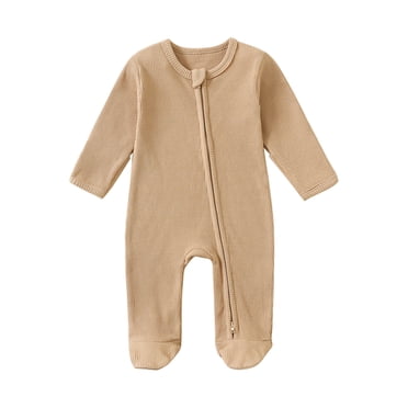 FAIWAD Barboteuse en Coton pour Bébés Garçons Filles Unisexe à Manches Longues avec Fermeture Éclair, Légère et Respirante