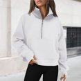 thumbnail image 1 of Stand Collar Fall Clothes Half Zip Women Solid Color Daily Outfit (Coffee XL), 1 of 6