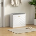 thumbnail image 2 of HOMCOM Shoe Bench with Flip Drawer, Cushion, 5 Pairs for Entryway White, 2 of 10