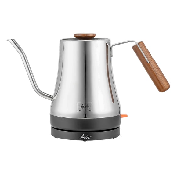 Melitta Precision Pour X Stainless Steel Gooseneck Electric Kettle with Wooden Handle and Knob
