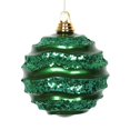thumbnail image 1 of Vickerman M132004 Green Candy Glitter Wave Ball Ornament - 6 in., 1 of 2