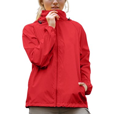 WRKEKC Women's Lightweight Rain Jacket with Hood Windbreaker Waterproof Sun Hoodie Packable Raincoat Includes Storage Bag