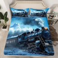 thumbnail image 2 of Erosebridal Black Train Bed Sheets Set Twin Size, Steam Engine Bedding Set, Black Blue, 3 Pieces,, 2 of 6