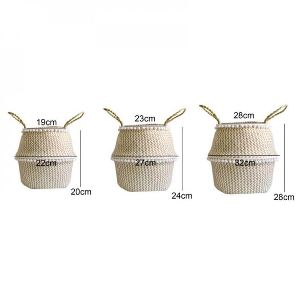 Clearance! Handmade Large Natural and Woven Seagrass Tote Belly Basket for Storage Laundry Picnic Plant Pot Cover and Beach Bag
