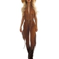 thumbnail image 1 of Gpoecd Combinaison pour Femmes Style Western à Franges en Suède Brun, Col en V, Liens Ajustables, Sans Manches, Pantalon pour Femmes Brun, TG, 1 of 4
