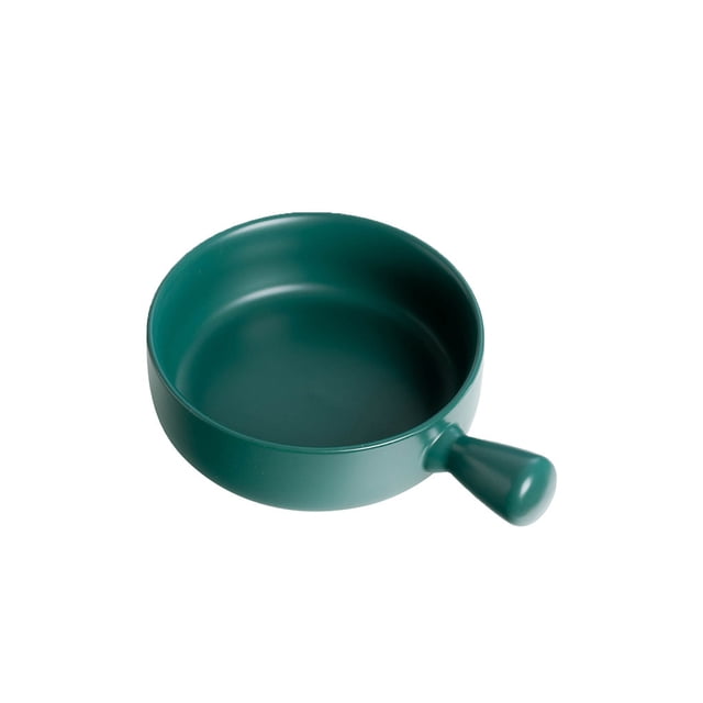 Youkk Ceramic Salad Bowl Handled Solid Color Adorable Washable Cute Home Breakfast Dinner Soup Fruit Bowls Tableware Green