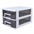 thumbnail image 1 of Household Double-layer Storage Cabinet Plastic Drawer Type Closet Portable Multifunction Dustproof Storage Rack Organizer Furniture (White Frame and Transparent Black), 1 of 9