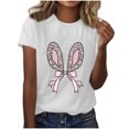 thumbnail image 3 of Plebaso T-Shirts Graphiques de Pâques pour Femmes à Manches Courtes, T-Shirts Imprimés pour Femmes, Décontractés, Amples, d'Extérieur, Hauts Basiques, 3 of 4