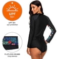 thumbnail image 4 of Charmo Women's Zip Front Rash Guard Long Sleeve Rashguard Top Sun Protection Swim Shirt, 4 of 7