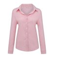 thumbnail image 4 of Gupgi Female  Long Sleeve Shirts, Casual Loose Button-Down Turndown Collar Top Cloth, 4 of 5
