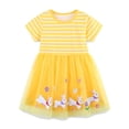 thumbnail image 1 of PMVFHDE Robes d'Été pour Filles Robe Fille Tout-Petit Manches Courtes Tunique en Maille Robes d'Été Robes de Pâques pour Filles, Jaune, 6-7 Ans, 1 of 9
