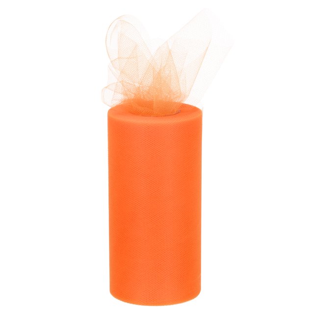 Unique Bargains 6 inch 50 Yards Tulle Ribbon Rolls Pastel Netting Fabric for Gift Wrapping Christmas Wedding, Orange