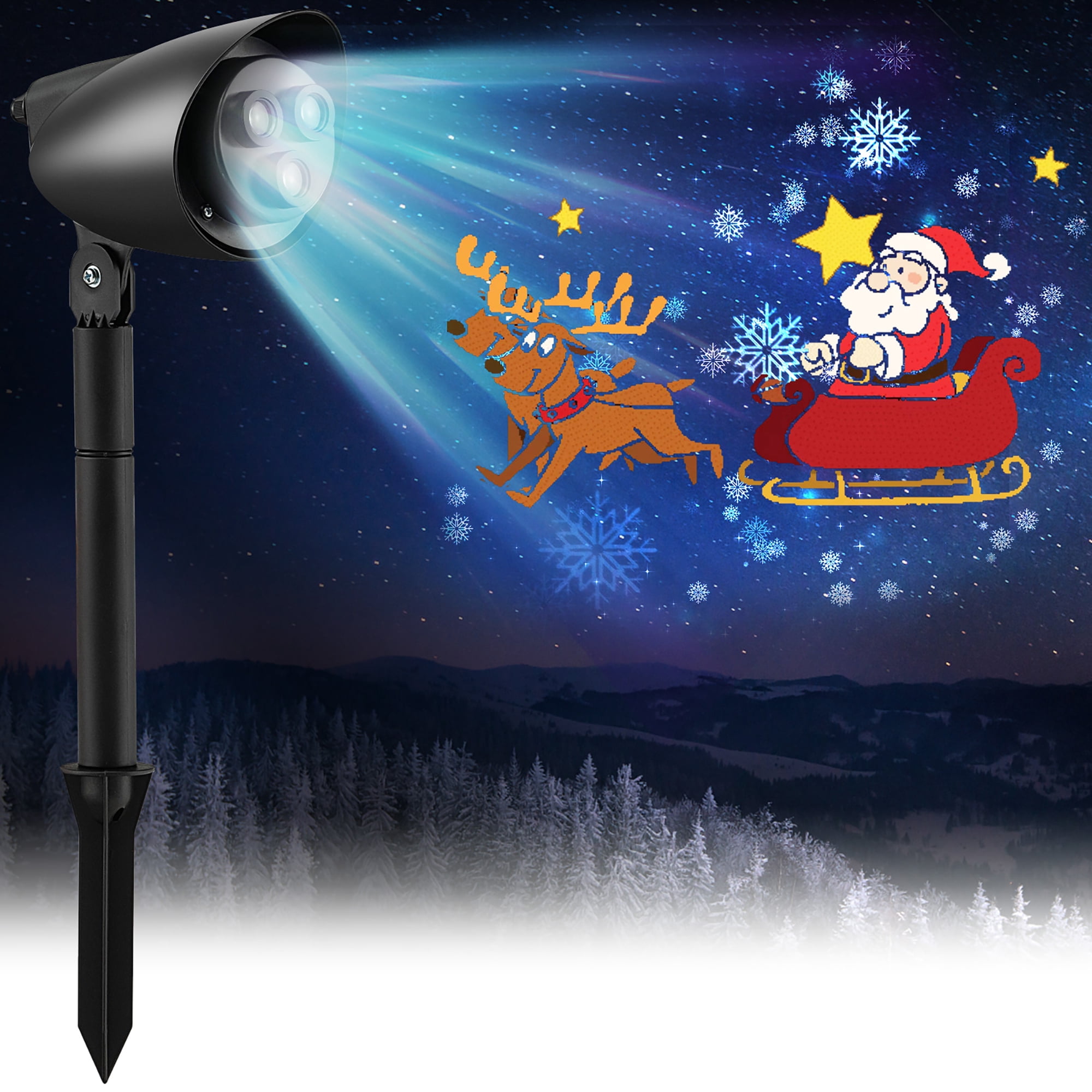 Costway Projecteur de Noël Lampe de Projection LED avec Piquet de Pelouse et 3 Lumières LED