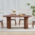 thumbnail image 3 of Oval Dining Table for 6 with Semi-circular legs, Modern Large Kitchen Dining Room Table with Wooden Strip Base for Rustic Farmhouse, Meeting Room Reception Room,Tightly(Walnut), 3 of 13