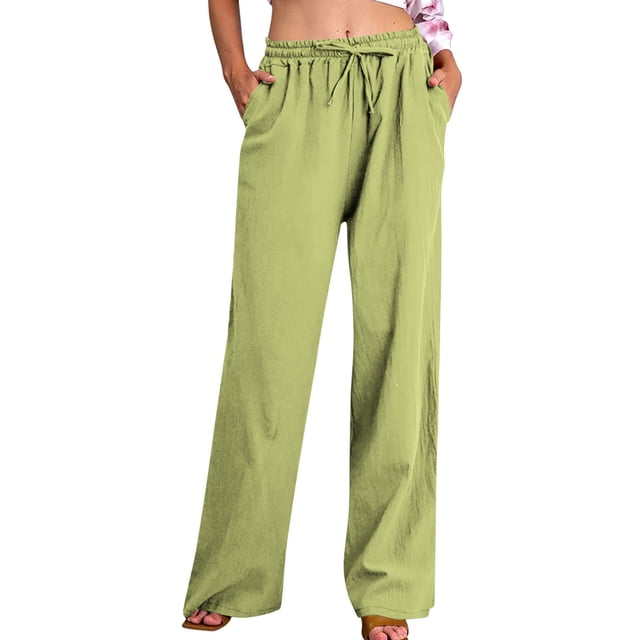 FNFYFH Clearance Women's Linen Pants for Summer Breathable Solid Color
