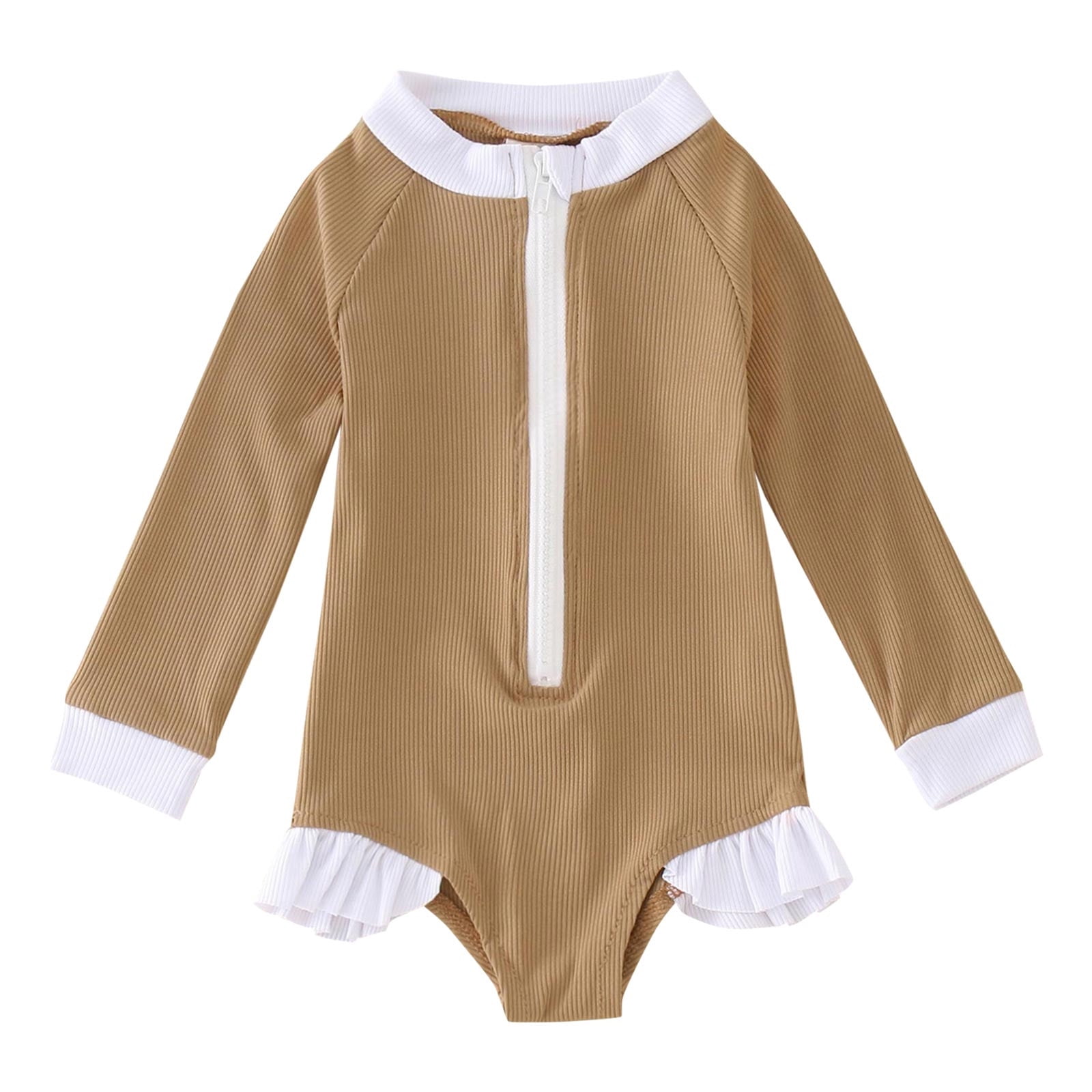 Toddler Girl Rash Guard Swimming Bathing Suit Flounce Printed Long Sleeve Sun Protection Girls Girl Bathing Suit 18-24 Months