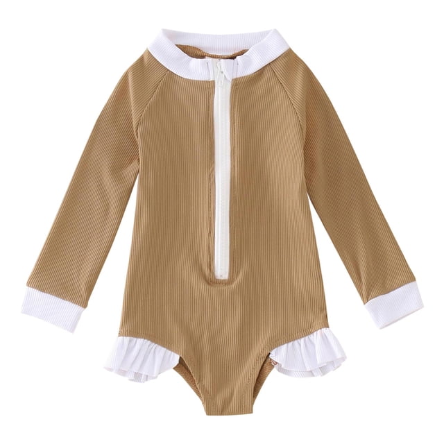 Toddler Girl Rash Guard Swimming Bathing Suit Cute Long Sleeve Sun Protection Girls Bathing Suits 12-18 Months