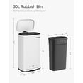thumbnail image 4 of SONGMICS 8-Gallon Trash Can, Stainless Steel, with Hinged Lid, Plastic Inner Bucket, Soft Closure, Odor Proof, Hygienic, White, 4 of 8