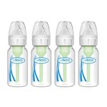 Dr. Brown's Natural Flow Anti-Colic Options+ Narrow Baby Bottles with Level 1 Slow Flow Nipples, 0m+, 4x4oz Bottles